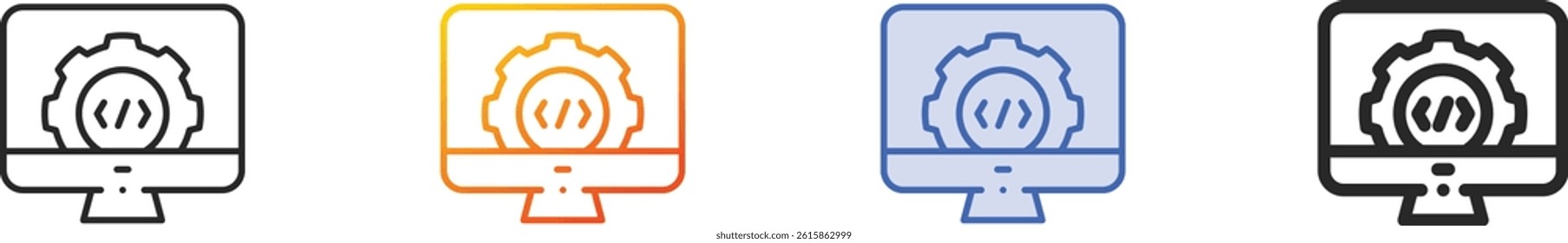 settings icon.Thin Linear, Gradient, Blue Stroke and bold Style Design Isolated On White Background