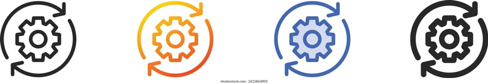 settings icon.Thin Linear, Gradient, Blue Stroke and bold Style Design Isolated On White Background