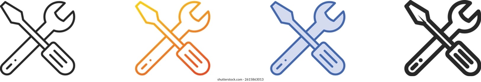 settings icon.Thin Linear, Gradient, Blue Stroke and bold Style Design Isolated On White Background