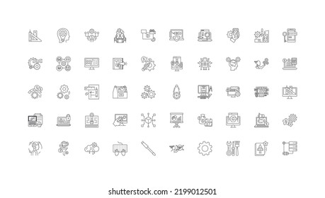 Settings ideas, linear icons, line signs set, vector collection