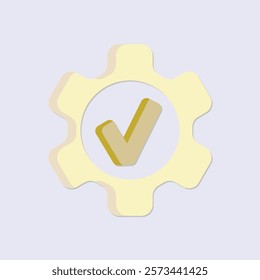 Settings illustration with a yellow gear and checkmark against a light gray background