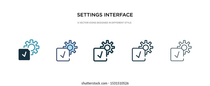 settings interface icon in different style vector illustration. two colored and black settings interface vector icons designed in filled, outline, line and stroke style can be used for web, mobile,