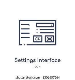 settings interface icon from user interface outline collection. Thin line settings interface icon isolated on white background.