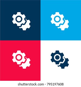 Settings Interface Silhouette four color material and minimal icon logo set in red and blue
