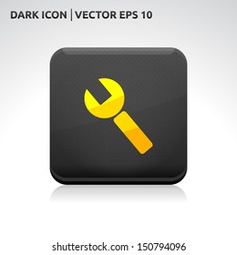 Settings key icon | color dark black gold yellow | icon set | abstract vector symbol | template design | shadows shiny | business button | abstract 3d