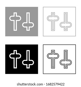 Configuración del botón Ajustes de los interruptores de los reguladores de los iconos conjunto de contornos de color gris negro ilustración vectorial estilo plano imagen
