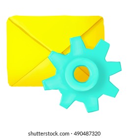 Settings of letters icon in cartoon style isolated on white background. Communication symbol vector illustration