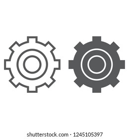 Settings line and glyph icon, technology and service, gear sign, vector graphics, a linear pattern on a white background, eps 10.