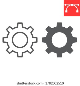 Settings line and glyph icon, ui and button, cogwheel sign vector graphics, editable stroke linear icon, eps 10