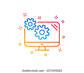 Settings line icon. Cogwheel engineering tool sign. Cog gear symbol. Gradient design elements. Linear settings icon. Random shapes. Vector