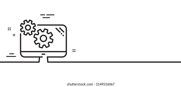 Settings line icon. Cogwheel engineering tool sign. Cog gear symbol. Minimal line illustration background. Settings line icon pattern banner. White web template concept. Vector