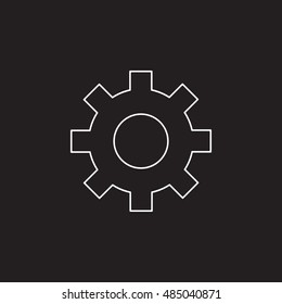 settings line icon, cogwheel outline vector logo illustration, linear pictogram isolated on black