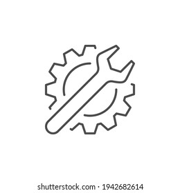 Icono de línea de configuración o concepto mecánico aislado en blanco