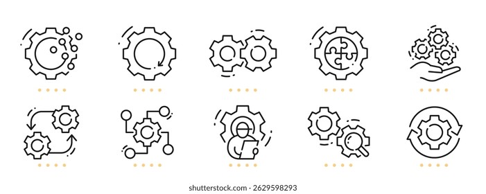 Settings line icons. Editable stroke