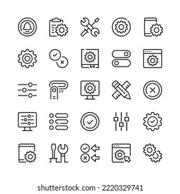 Settings line icons. Outline symbols. Vector line icons set