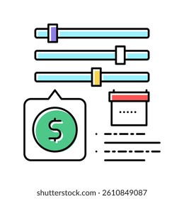 settings of loan color icon vector. settings of loan sign. isolated symbol illustration