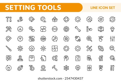 Settings and Maintenance Icon Set. Sleek and functional icons for user interfaces, perfect for enhancing apps and websites with intuitive navigation for settings, updates, and maintenance.
