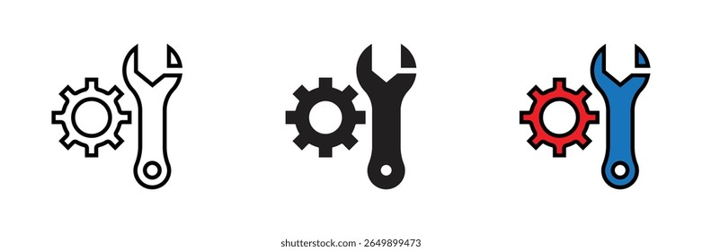 Icono de Configuraciones y mantenimiento, ícono de llave inglesa, logotipo. Reparar Imagen