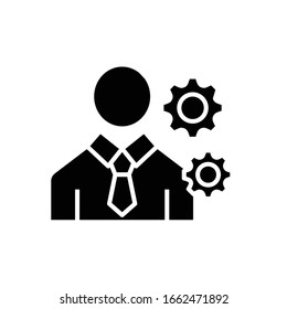 Icono negro maestro de configuración, ilustración conceptual, símbolo plano vectorial, signo de glifo.