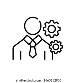 Einstellungs-Strichzeilensymbol, Concept-Zeichen, Umriss-Vektorillustration, Linearsymbol.