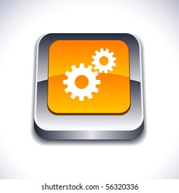 Settings metallic 3d vibrant square icon.