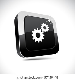 Settings metallic 3d vibrant square icon.