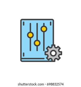 Settings mixer filled outline icon, line vector sign, linear colorful pictogram isolated on white. Symbol, logo illustration. Pixel perfect vector graphics