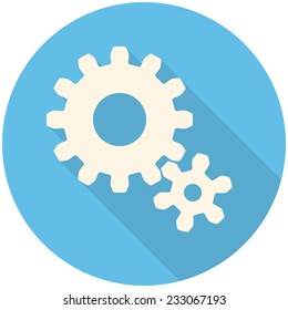 Settings, modern flat icon with long shadow