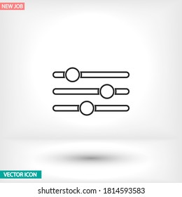 Einstellungen, Musikvektorsymbol, lorem ipsum Flaches Design