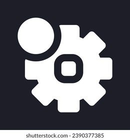 Settings notification dark mode glyph ui icon. Functions setup. User interface design. White silhouette symbol on black space. Solid pictogram for web, mobile. Vector isolated illustration