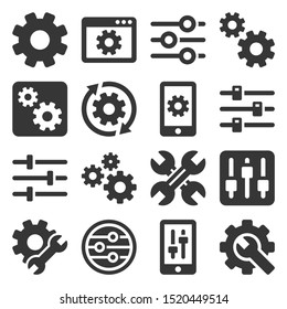 Symbole Set für Einstellungen, Optionen, Einstellungen oder Einstellungen. Vektorgrafik