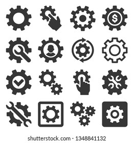 Settings and Options Icons Set on White Background. Vector