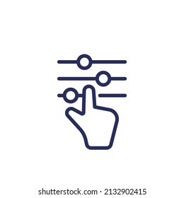 Settings or options line icon with a hand