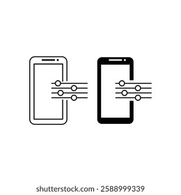 Settings and Options of Mobile Phone Line and Silhouette Icon Set. Fix  Maintenance  Smartphone Repair Service Symbol Collection. Control Panel and