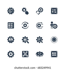 Settings or options related vector icon set