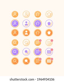 Settings options for user account UI elements kit. Homepage buttons isolated vector icon, bar and dashboard template. Web design widget collection for mobile application with light theme interface