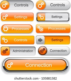 Settings orange design elements for website or app. Vector eps10.