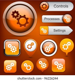 Settings orange design elements for website or app. Vector eps10.