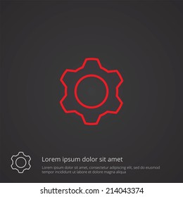 settings outline thin symbol, red on dark background, logo editable, creative template 