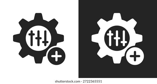 Icono del panel de Configuraciones en estilo de glifo blanco y negro