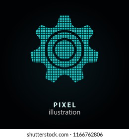 Settings - pixel icon. Vector Illustration. Design logo element. Isolated on black background. It is easy to change to any color.