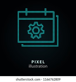 Settings - pixel icon. Vector Illustration. Design logo element. Isolated on black background. It is easy to change to any color.