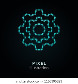 Settings - pixel icon. Vector Illustration. Design logo element. Isolated on black background. It is easy to change to any color.