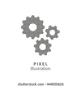 Settings - pixel icon. Vector Illustration. Design logo element. Isolated on white background. It is easy to change to any color.