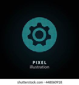 Settings - pixel icon. Vector Illustration. Design logo element. Isolated on black background. It is easy to change to any color.