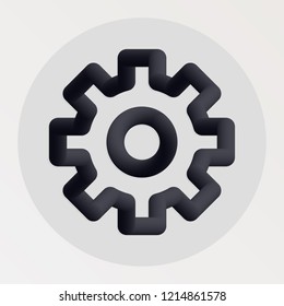 Settings, preferences, gear blended bold black line icon. Vector illustration of cogwheel shape fluid pictogram in a circle over white background for your graphic and web design