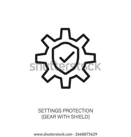 Settings Protection Gear with Shield Icon
