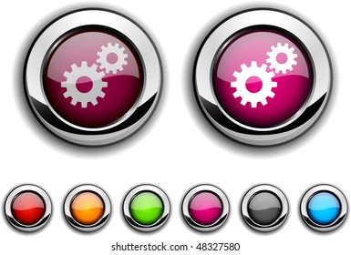 Settings realistic buttons. Vector illustration.