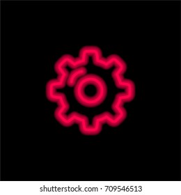 Settings red glowing neon ui ux icon. Glowing sign logo vector