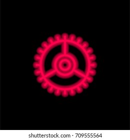 Settings red glowing neon ui ux icon. Glowing sign logo vector